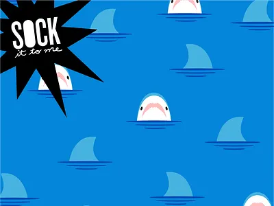 Sock it to me - Shark attack art blue competition contest cute design flat graphic icon illustration illustrator kawaii minimal pattern sea shark simple socks ui vector