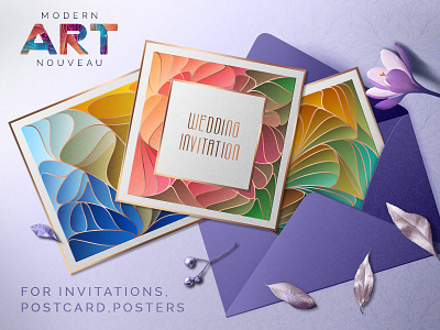 Modern art nouveau 1910s art nouveau branding bright design floral gold gradient illustration logo pattern vector vintage