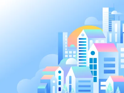 Blue Community barba rosa studio barbarosa buildings cali city colombia community design gradients landscape vector