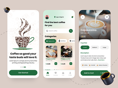 Coffee☕ Shop Mobile📱 App UI application best coffee cafe cafe app cappuccino coffee app coffee lover coffee shop cold coffee design hot coffee mobile mobile app mobile app ui order coffee refreshment shop app store app ui uiux