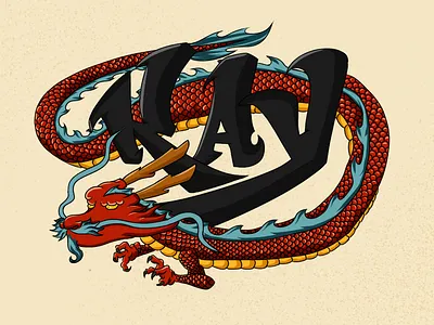 Kay Dragon illustration art design digital art dragon illustration japanese dragon