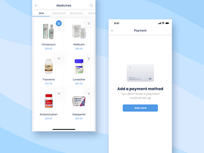 Medicines App app card design ios iphonex minimal mobile app design mockup ui