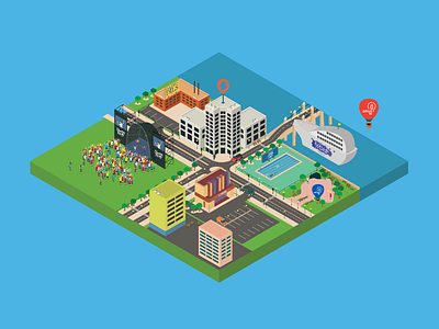 The landing page (2016 personal website) animation city graphic design illustration interaction isometric motion personal portfolio portfolio design projects ui ux ux design web webdesign website works