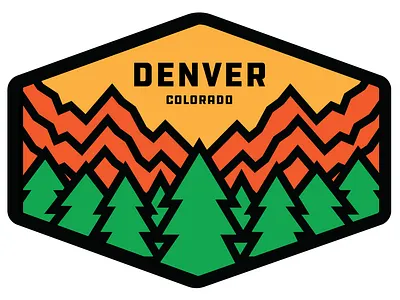 Denver Colorado Sticker boulder co colorado denver eldorado canyon flatirons garden of the gods green illustrated illustration lines mountains orange red red rocks rocks simple state park sticker