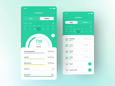 Food Diary | YourCoach Health diary food food tracker meals mobile tracker ui ux