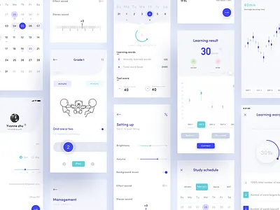 Language learning iOS app app card clean design interface material material design purple ui ux