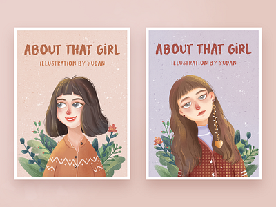 About that girl character color flat flower girl gradient illustration life scenery tunan