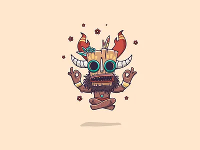 A Shaman! cartoon cartoon art charecter design colors flat illustration flowers graphic art graphic design illustration illustration art mask mayan minimal scary shaman sticker art vector