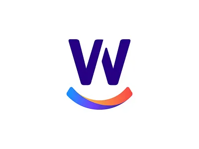 Smiley W blue fun happy logo mark purple smile w