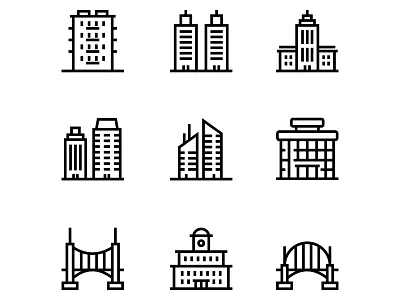 Building, Real Estate, House Icons Set 5 apartment architecture bridge building city cityscape construction estate home house icon line modern old property real residential shop simple skyscraper