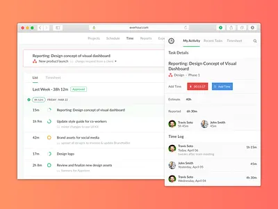 Everhour Time Tracking app dashboard design team time time management timekeeping timetracking ui ux