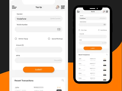 Top up Mobile Recharge app design flow icon logo mobile page photoshop recharge screen screen mockup top up ui