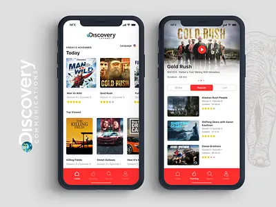 Discovery Channel App animal app branding broadcast cards debut discovery discovery channel icon illustration ios logo minimal national geographic typography ui ux vector web website