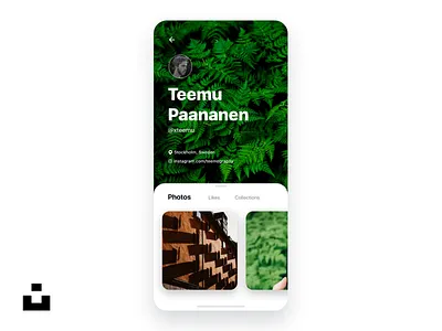 Unsplash profile screen redesign concept animation apple card cards cards design design gesture instagram interaction ios iphonex navigation bar photography photos plants swipe ui unsplash ux web