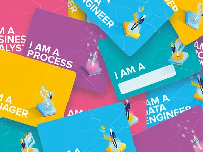 Persona Cards brand branding celonis character clean icon identity illustration illustrator isometric lettering minimal mining processmining typography ui ux vector web website