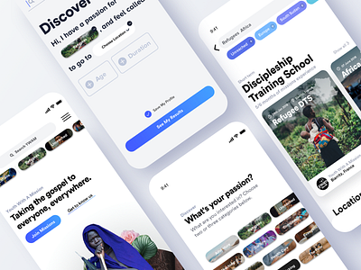 YWAM no2. app clean discover explore minimal mobile pastel travel ui
