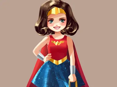 Wonder kid caricature cartoon comic digital 2d fanart funpen illustration painting wonderwoman
