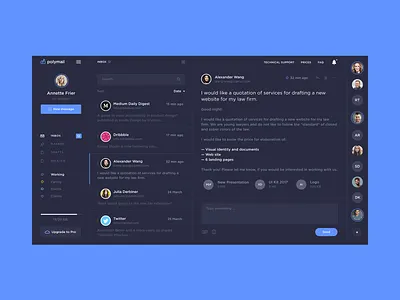 Mail App app client dark dash mail message ui