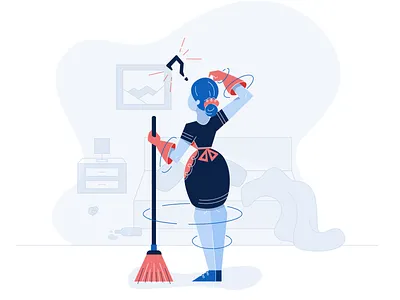 Dashboard Housekeeping Task Illustration app bottle broom character design cleaning dashboard gloves hotel housekeeping illustration lady lamp maid messy mobile app nightstand picture frame room task website