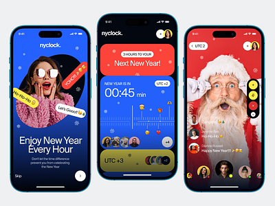New Year Clock App Concept celebrate chat christmas concept gifts holidays inspiration interface ios layout meeting mobile app new year reminder santa timer ui ux xmas