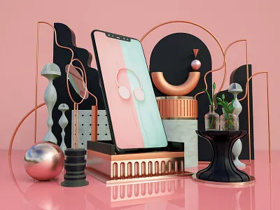 Sublime Set 1.0 3 d 3d abstract adobe branding c4d cinema 4d colours design dribbble dribbble shot geometric art geometry illustration mobile phone render setdesign shapes texture