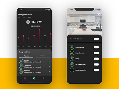 SMART Home App 2 dark design home app interace ios mobile app design smart smart home ui ui ux ux