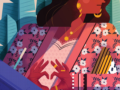 Women's Health character colour digital editorial folioart health illustration maite franchi medical pattern woman