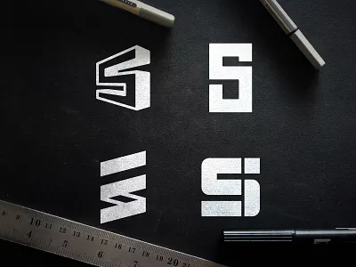 Steel Improvements - Logo Concepts black and white monograms i initial lettermark lettermarkexploration logo 3d logomark logomarks logos logofolio geometric s monogram si letters smart mark steel