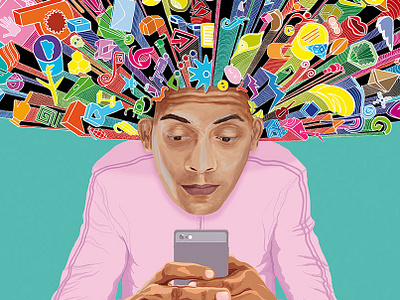 Boom! black power design boom digital illustration illustration information age phone tech boom tech life tech power uploading
