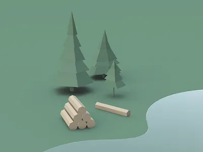 Wood Wood Wood 2019 3d design green illustration log normie pine vectary water wood