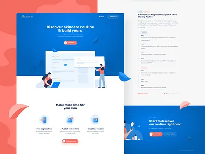 Skinshare.io landing page UI design blue branding design flat icon illustration invite landing landing page landing page concept redesign typography ui ux vector web