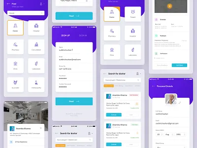 MEDICAL APP app care clean design doctor health hospital illustration location sketch treatment uiux white