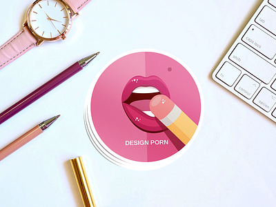 DESIGN PORN // Sticker concept blowjob colors design design porn face flat french icon illustration lips mouth pencil pink round sticker sex sticker sticker design sticker mule stickers vector