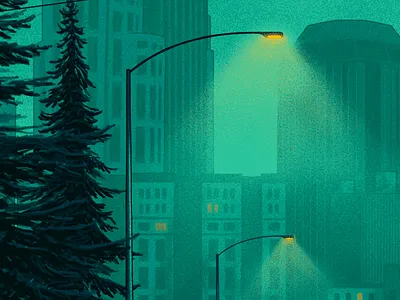 Night Lights green light post nashville night street light tree