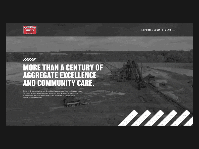 Memphis Stone & Gravel Website art direction construction design gravel memphis stone web design website website animation website banner