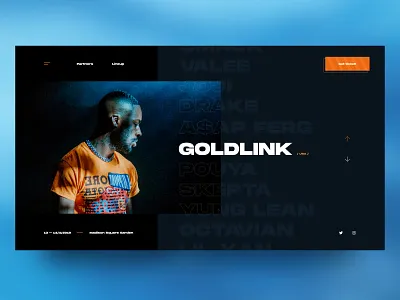 Music event website ~concept~ artist blue clean dark desktop event festival flat interaction landing page music rap redesign rnb scroll simple ui ux webdesign website