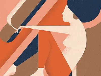 Afrodisiac illustration retro shapes soul vintage woman