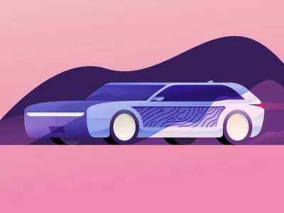 Future Wagon car electric car ford illustration illustrator intelligent car miguelcm station wagon vehicle wagon wooden
