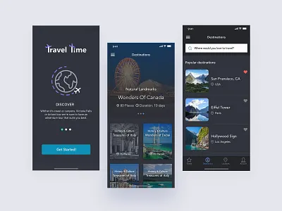 Travel Time chennai clean dark app minimal xd
