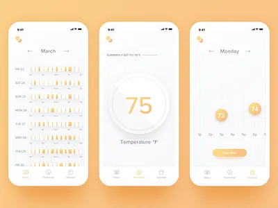 Thermostat App app challenge dial gradient mobile thermostat thermostat app