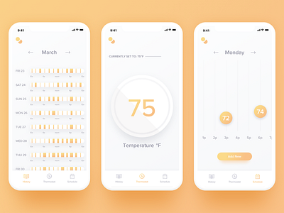 Thermostat App app challenge dial gradient mobile thermostat thermostat app