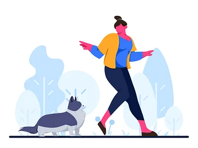 Walking color daily illustration sketch