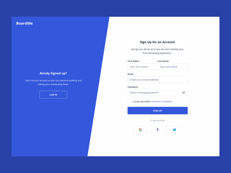 Boardme Authentication UI Animation authenticaton boardme daily ui dailyui ildiesign ildiko ignacz log in log in ui onboarding onboarding tool sign in sign up ui ui design ui pattern ui practice ux ux design