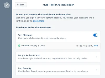 Multi-factor authentication mfa security ui