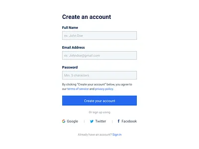 Sign Up Form - XD file app button create account download facebook fields flat google registration registration form sign in sign in form sign up sign up form social network ui ux vector welcome xd