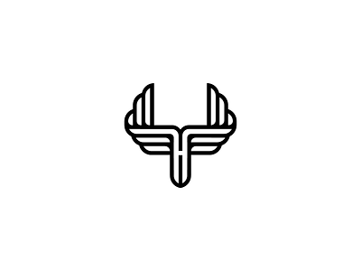 TH black h icon letter line logo monogram shape simple symbol t th wings