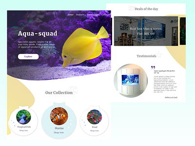 Aquarium landing page aquarium design landing page ui uidesign web