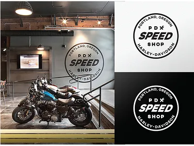 PDX Speed Shop branding design harley davidson icon illustration logo motorcycles troy bee typography vector