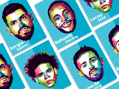 Manchester City player Illustration art branding design enfield english premier league epl graphic illustration illustrator logo manchester city mc pl pop portrait typography ui vector website wpap