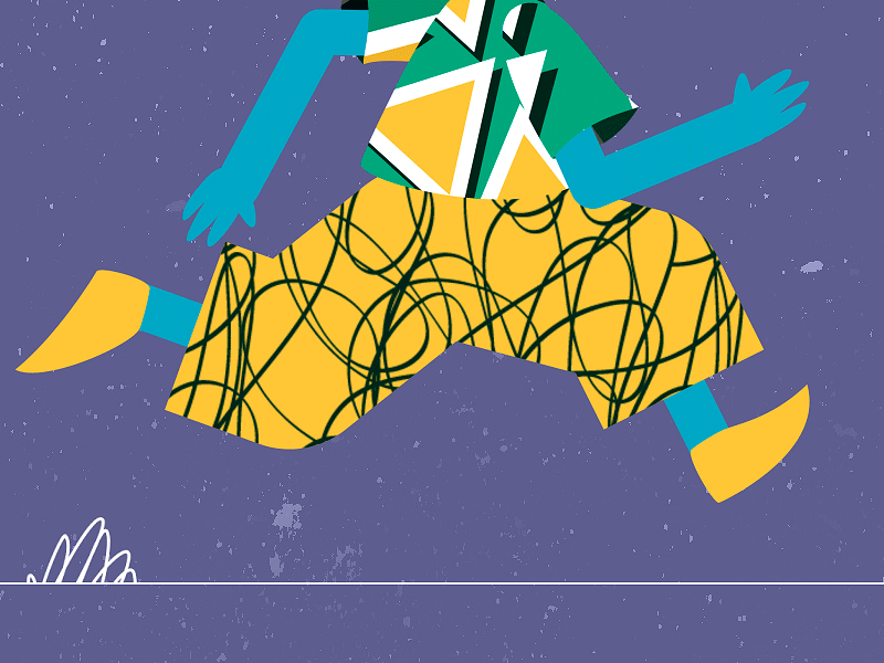 Run and jump 2d 2d animation after affects animation character character animation cycle flat gif girl illustration jump jumping motion motion design run shape animation stylization texture vector
